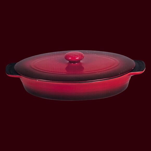 Brand New Red Parini Ceramic Oval Baker with Lid Nonstick Bakeware Dish Sealed - Picture 5 of 5